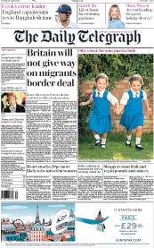 The Daily Telegraph () Newspaper Front Page for 30 August 2016
