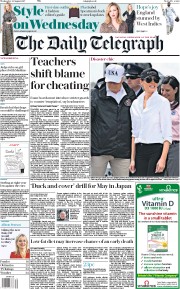 The Daily Telegraph () Newspaper Front Page for 30 August 2017