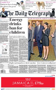 The Daily Telegraph () Newspaper Front Page for 30 August 2018