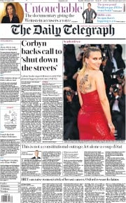The Daily Telegraph () Newspaper Front Page for 30 August 2019
