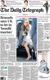 The Daily Telegraph () Newspaper Front Page for 30 September 2011