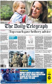 The Daily Telegraph () Newspaper Front Page for 30 September 2016