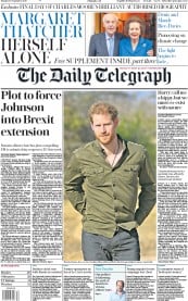 The Daily Telegraph () Newspaper Front Page for 30 September 2019