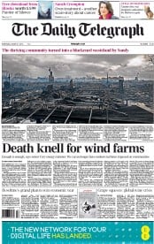 The Daily Telegraph () Newspaper Front Page for 31 October 2012