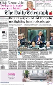 The Daily Telegraph () Newspaper Front Page for 31 October 2019
