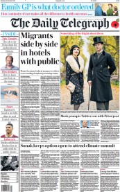 The Daily Telegraph () Newspaper Front Page for 31 October 2022