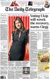 The Daily Telegraph () Newspaper Front Page for 31 December 2013
