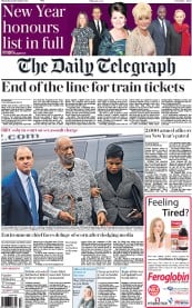 The Daily Telegraph () Newspaper Front Page for 31 December 2015