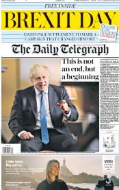 The Daily Telegraph () Newspaper Front Page for 31 January 2020