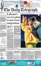 The Daily Telegraph () Newspaper Front Page for 31 May 2017