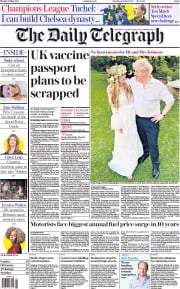 The Daily Telegraph () Newspaper Front Page for 31 May 2021