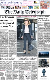 The Daily Telegraph () Newspaper Front Page for 31 July 2020