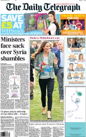 The Daily Telegraph () Newspaper Front Page for 31 August 2013