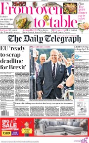 The Daily Telegraph () Newspaper Front Page for 31 August 2019