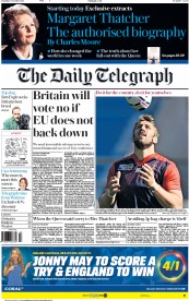 The Daily Telegraph () Newspaper Front Page for 3 October 2015