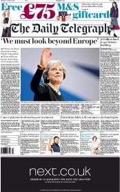 The Daily Telegraph () Newspaper Front Page for 3 October 2016