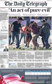 The Daily Telegraph () Newspaper Front Page for 3 October 2017