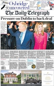 The Daily Telegraph () Newspaper Front Page for 3 October 2019