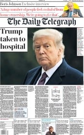 The Daily Telegraph () Newspaper Front Page for 3 October 2020