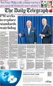 The Daily Telegraph () Newspaper Front Page for 3 November 2021