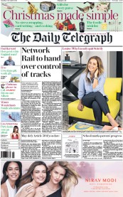 The Daily Telegraph () Newspaper Front Page for 3 December 2016