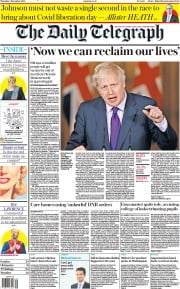 The Daily Telegraph () Newspaper Front Page for 3 December 2020