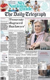 The Daily Telegraph () Newspaper Front Page for 3 February 2017