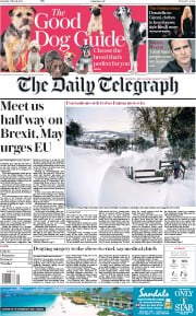 The Daily Telegraph () Newspaper Front Page for 3 March 2018