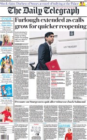 The Daily Telegraph () Newspaper Front Page for 3 March 2021