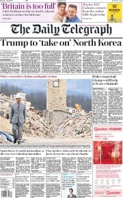 The Daily Telegraph () Newspaper Front Page for 3 April 2017