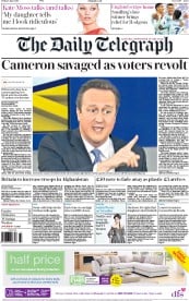 The Daily Telegraph () Newspaper Front Page for 3 June 2016