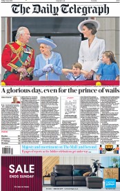 The Daily Telegraph () Newspaper Front Page for 3 June 2022