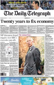The Daily Telegraph () Newspaper Front Page for 3 July 2013