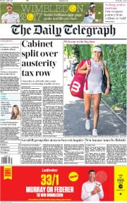 The Daily Telegraph () Newspaper Front Page for 3 July 2017