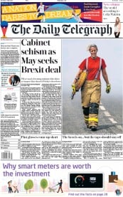 The Daily Telegraph () Newspaper Front Page for 3 July 2018