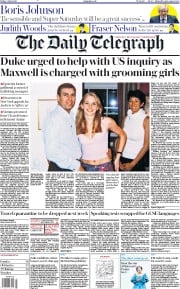 The Daily Telegraph () Newspaper Front Page for 3 July 2020