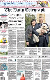 The Daily Telegraph () Newspaper Front Page for 3 July 2021