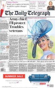 The Daily Telegraph () Newspaper Front Page for 3 August 2018
