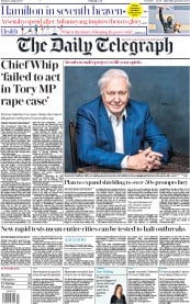 The Daily Telegraph () Newspaper Front Page for 3 August 2020