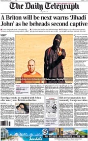 The Daily Telegraph () Newspaper Front Page for 3 September 2014