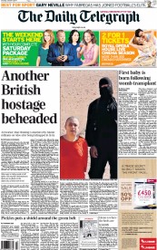 The Daily Telegraph () Newspaper Front Page for 4 October 2014