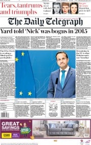 The Daily Telegraph () Newspaper Front Page for 4 October 2019