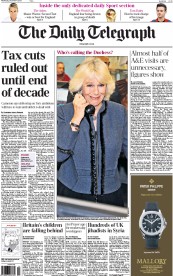 The Daily Telegraph () Newspaper Front Page for 4 December 2013