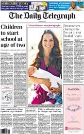 The Daily Telegraph () Newspaper Front Page for 4 February 2014