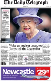 The Daily Telegraph () Newspaper Front Page for 4 March 2013