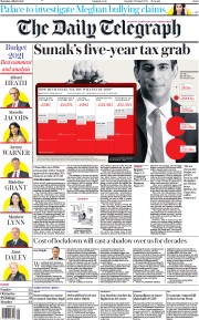 The Daily Telegraph () Newspaper Front Page for 4 March 2021