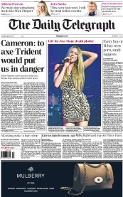 The Daily Telegraph () Newspaper Front Page for 4 April 2013