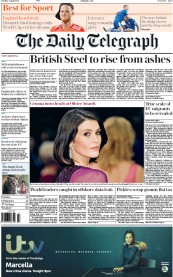 The Daily Telegraph () Newspaper Front Page for 4 April 2016
