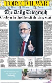 The Daily Telegraph () Newspaper Front Page for 4 April 2019