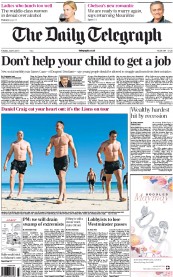 The Daily Telegraph () Newspaper Front Page for 4 June 2013